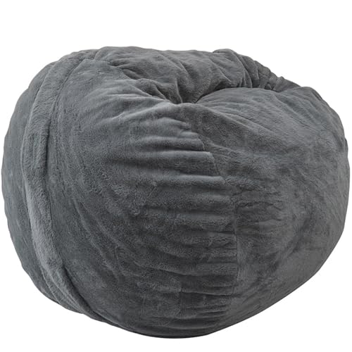 LazySof Bean Bag Sitzkissen Sessel Sitzsack-Sesselbezug (ohne Füllstoff) Weich Künstliches Kaninchenfell Waschbar Lazy Lounger für Erwachsene und Kinder,Grau,3.5Ft von LazySof