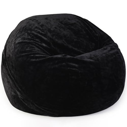 LazySof Bean Bag Sitzkissen Sessel Sitzsack-Sesselbezug (ohne Füllstoff) Weich Künstliches Kaninchenfell Waschbar Lazy Lounger für Erwachsene und Kinder,Schwarz,4Ft von LazySof