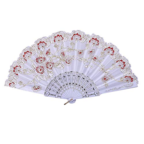 Lazzboy Beste Chinesische Art Tanz Hochzeitsfest Spitze Silk Faltender Handblumen Bambus Faltbar Handfächer, Blumen Muster Spitze Fächer Silk Hand-Fans, Tanz Hochzeits Partei(I) von Lazzboy