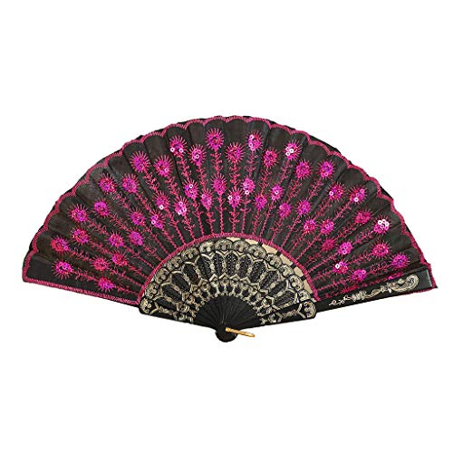 Lazzboy Beste Chinesische Art Tanz Hochzeitsfest Spitze Silk Faltender Handblumen Fan Blumenmuster Faltfächer Handheld Handfächer Elegantes Dekoratives Fächer Hochzeitsgeschenk(E) von Lazzboy