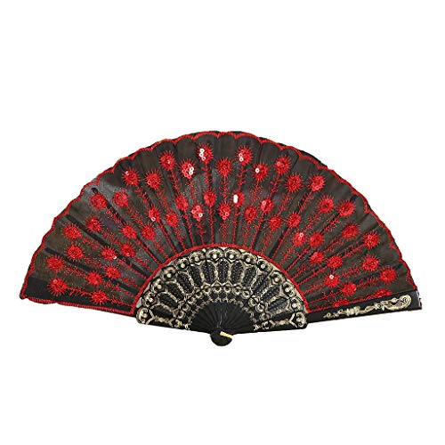 Lazzboy Beste Chinesische Art Tanz Hochzeitsfest Spitze Silk Faltender Handblumen Fan Blumenmuster Faltfächer Handheld Handfächer Elegantes Dekoratives Fächer Hochzeitsgeschenk(H) von Lazzboy