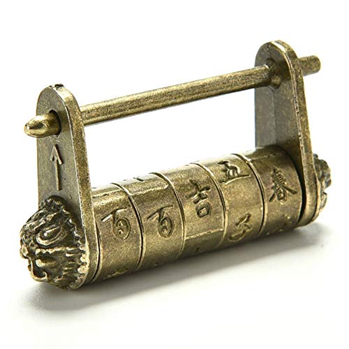 LbojailiAi Passwortsperre, antikes Vorhängeschloss, für Schubladenschmuckschatulle, im chinesischen alten Stil geschnitzt, langlebig - [1 Stück] von LbojailiAi
