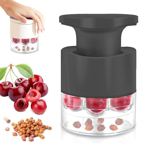 Cherry Pitter, Strunkentferner, Mehrfach Entsteiner FüR Kirschen & Oliven Mit AuffangbehäLter, Cherry Seed Remover, Manueller Kernentferner FüR Marmelade Und Kuchenvorbereitung (Rot) von Lbotr