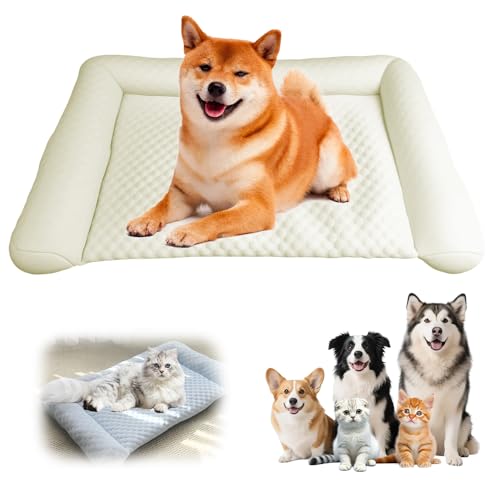 Lbotr Pet Ice Mat Cooling Mat, KüHlmatte Katze, KüHlmatte FüR Hunde & Katzen, SelbstküHlende Hundebett Unterlage Mit Gel, Wasserdicht & rutschfest, Weiche KüHlmatte FüR Haustiere (Gelb, 50 * 30) von Lbotr