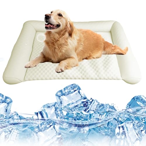 Lbotr Pet Ice Mat Cooling Mat, KüHlmatte Katze, KüHlmatte FüR Hunde & Katzen, SelbstküHlende Hundebett Unterlage Mit Gel, Wasserdicht & rutschfest, Weiche KüHlmatte FüR Haustiere (Gelb, 60 * 35) von Lbotr