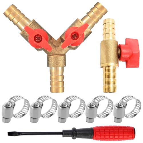 3 Wege Schlauchverbinder 10mm und 2 Wege Kugelhahn 10mm mit 5 Schlauchschelle Edelstahl 6-12mm Schlauchanschluss Kugelhahn Messing Abzweigventil Verbinder für Tischlerarmatur Luft Wasser Gas 3 Wege Schlauchverbinder 10mm und 2 Wege Kugelhahn 10mm mit 5 Schlauchschelle Edelstahl 6-12mm Schlauchanschluss Kugelhahn Messing Abzweigventil Verbinder für Tischlerarmatur Luft Wasser Gas von LbsAMP