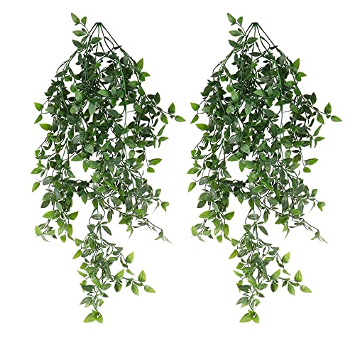 Artificial Plants Kunstpflanze Hängend Grüne Hängende 2 Stück Blätter Gefälschte Ivy Hängende Girlanden Kunststoff Pflanzen Kunstpflanzen für Hochzeit Hausgarten Wanddekoration (Länge: 80cm) von LbsAMP