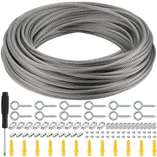 LbsAMP 60M Edelstahl Drahtseil 2MM mit Aluminiumhülsen Drahtseilklemme und M2 Drahtseil Kauschen Edelstahlseil Stahlseil Ummantelt für Rankhilfe Wäscheleine Kletterpflanzenseil Außen Garten LbsAMP 60M Edelstahl Drahtseil 2MM mit Aluminiumhülsen Drahtseilklemme und M2 Drahtseil Kauschen Edelstahlseil Stahlseil Ummantelt für Rankhilfe Wäscheleine Kletterpflanzenseil Außen Garten von LbsAMP