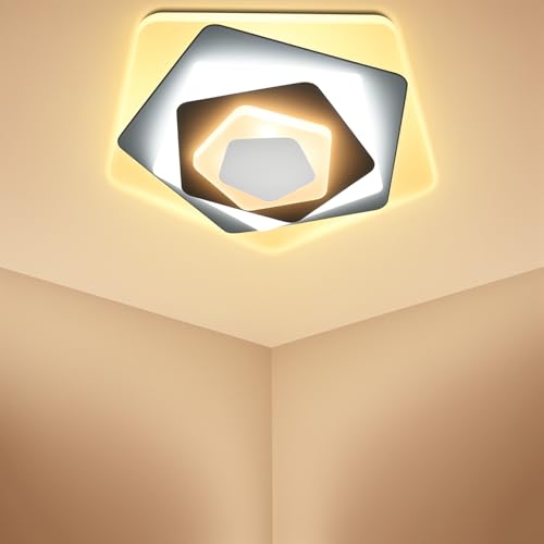 LbsAMP Led Deckenlampe Dimmbar 3 Farben 20CM 24W Deckenleuchte Modern Küchenlampe Hell Warm Flurlampe Schlafzimmerlampe Wohnzimmerlampen Deckenbeleuchtung für Zuhause Büro Esszimmer - Pentagon von LbsAMP