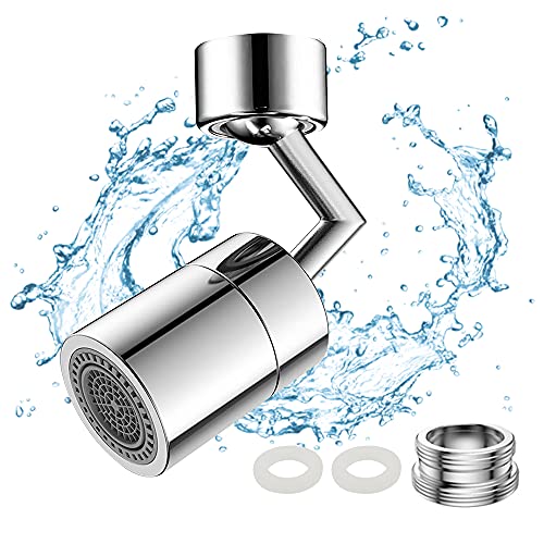 Schwenkbarer Wasserhahn Strahlregler 720 Grad Wasserhahn Luftsprudler mit Düsenadaptern M22 und M24 Anwendbar Wasserhahn Filter aus Verchromtem Kupfer für Küche Bad Wasser Sparen von LbsAMP