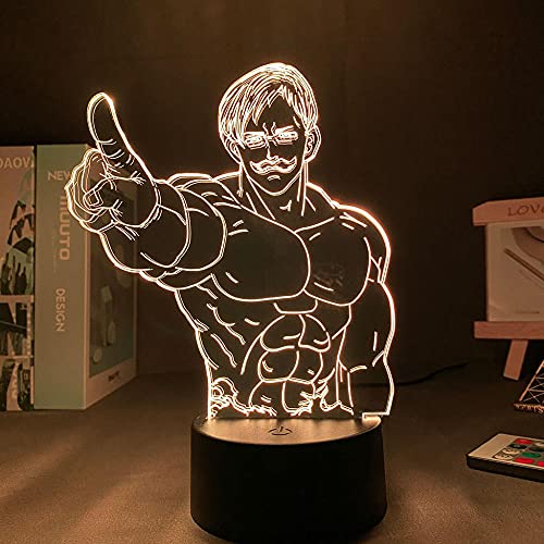 3D Anime Illusion Lampe Die sieben tödlichen Sünden escanor RGB Bunte LED Nachtlicht für Schlafzimmer Dekor Atmosphäre Kind Geburtstagsgeschenk-7 Farben Keine Fernbedienung von Lbvrgg