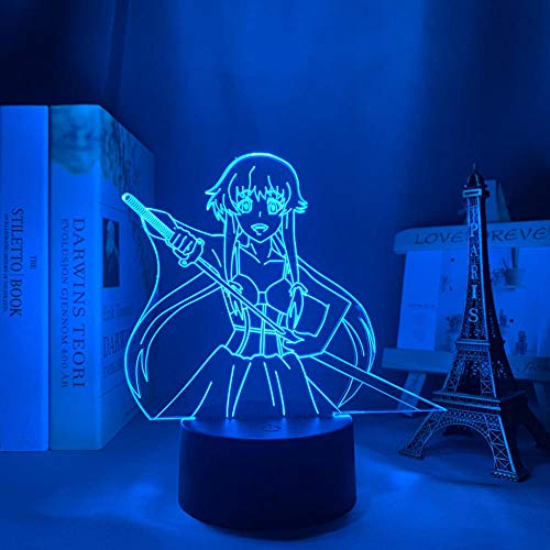 3D Anime Zukunft Tagebuch Yuno Gasai Lampe für Schlafzimmer Dekoration Nachtlicht Manga Wohnzimmer LED Nachttisch Licht Illusion Licht-7 Farben Keine Fernbedienung von Lbvrgg