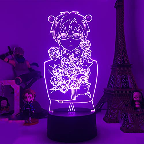 3D LED-Lampe, die das schreckliche Leben der dekorativen Innenbeleuchtung der Saiki k darstellt, ideal für ein Schlafzimmer-Kind Weihnachtsgeburtstagsgeschenk-2._16 Farbe mit Fernbedienung von Lbvrgg