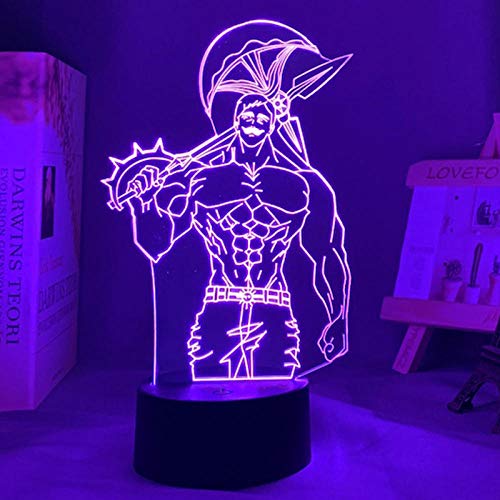 Acryl Nachtlicht Anime Die sieben tödlichen Sünden escanor Kinderzimmer Dekor Tischlampe Bunte 3D Illusion Licht Geburtstagsgeschenk-16 Farbe mit Fernbedienung von Lbvrgg