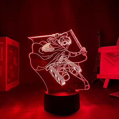 Anime 3D Illusion Lampe Angriff auf Titan Levi Ackerman Lampe Home Decor Schlafzimmer Bunte LED Acryl Nachtlicht Kind Geburtstagsgeschenk-7 Farben Keine Fernbedienung von Lbvrgg