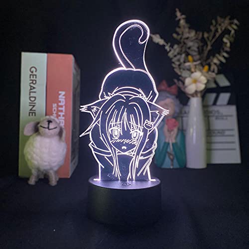 Anime 3D Illusion Lampe DXD Shirone Toujou RGB Bunte LED Nachtlicht Kid Room Decor Atmosphäre Licht Weihnachten oder Geburtstagsgeschenk-16 Farbe mit Fernbedienung von Lbvrgg