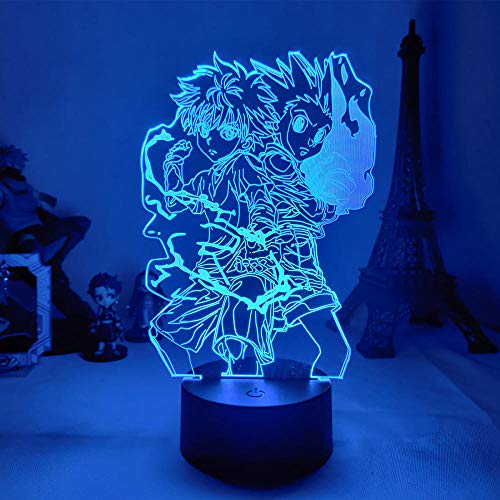 Anime 3D Illusion Lampe Hunter X Hunter Gon und Killua RGB Bunte LED Nachtlicht Zimmer Nacht Beleuchtung Kind Weihnachten Geburtstagsgeschenk-7 Farben Keine Fernbedienung von Lbvrgg