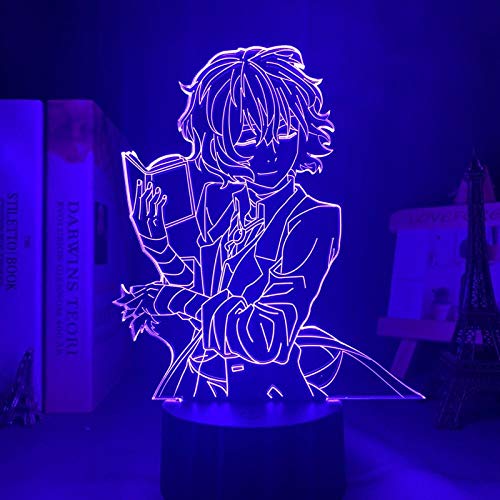 Anime 3D Nachtlicht Osamu Dazai Bungo Streune Hunde Raumdekoration Nakahara Chuya Dazai Illusion Lampe Weihnachten Geburtstagsgeschenk-16 Farbe mit Fernbedienung_A1 von Lbvrgg