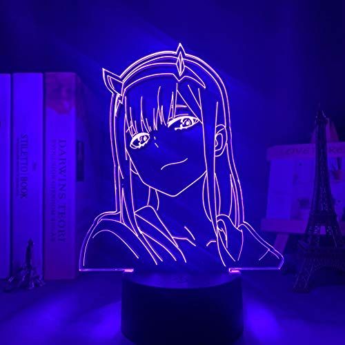 Anime 3d Lampe Zero Two Figure Illusionslicht Manga Geschenk LED Nachtlicht Liebling In der Franxx Kids Girls Schlafzimmer Dekor Licht-FL02_7 Farben keine Fernbedienung von Lbvrgg