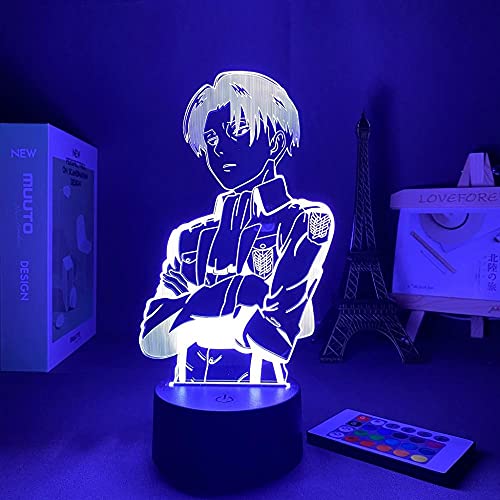 Anime Angriff auf Titan Acryl 3D Illusion Lampe Raumdekor Tischlampe Captain Levi Ackerman Figur Nachtlicht Kind Geburtstagsgeschenk-16 Farbe mit Fernbedienung von Lbvrgg