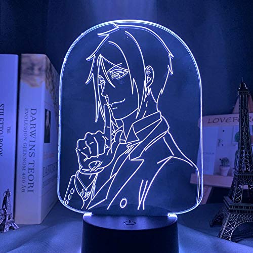 Anime Black Butler Lampe LED Nachtlicht für Schlafzimmer Dekoration Atmosphäre Bunte RGB 3D Illusion Licht Anime Kind Geburtstagsgeschenk-7 Farben Keine Fernbedienung von Lbvrgg