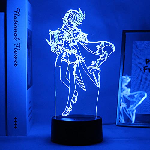 Anime Genshin L Impact 3D Nachtlicht Bunte Acryl LED Illusion Lampe Warme Spiel Schlafzimmer Dekor Atmosphäre Kinder Geburtstagsgeschenk-Ys008._7 Farben Keine Fernbedienung von Lbvrgg