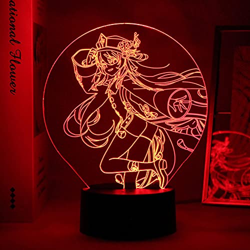 Anime Genshin L Impact 3D Nachtlicht Bunte Acryl LED Illusion Lampe Warme Spiel Schlafzimmer Dekor Atmosphäre Kinder Geburtstagsgeschenk-Ys011_16 Farbe mit Fernbedienung von Lbvrgg