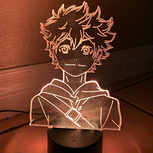 Anime Haikyuu Shoyo Hinata Acryl LED Nachtlicht Kinderzimmer Dekoration Bunte 3D Illusionslampe Weihnachten oder Geburtstagsgeschenk-16 Farbe mit Fernbedienung von Lbvrgg