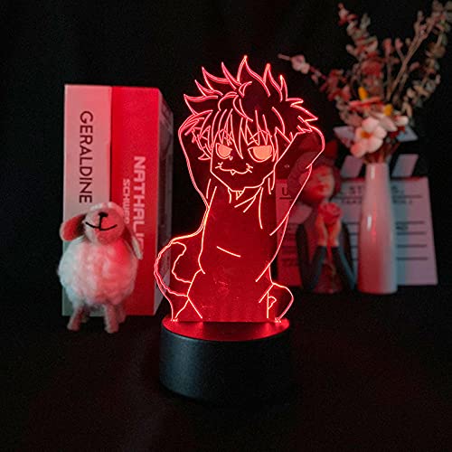 Anime Hunter Killua Zoldyck 3D Nachtlicht Acryl LED Illusion Lampe Kinderzimmer Dekor Schlafleuchte Weihnachten oder Geburtstagsgeschenk-16 Farbe mit Fernbedienung von Lbvrgg