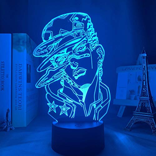 Anime Jojo Bizarre Abenteuer Schlafzimmer Dekoration 3D Bunte Illusionslampe Manga Figur LED Nachtlicht Jotaro Kujo Geburtstagsgeschenk-16 Farbe mit Fernbedienung von Lbvrgg