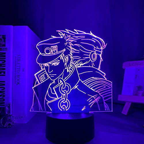 Anime Jojo Bizarre Abenteuer Schlafzimmer Dekoration 3D Illusion Licht LED Nachtlicht Manga Jojo Jotaro Kujo Geburtstagsgeschenk-7 Farben Keine Fernbedienung von Lbvrgg