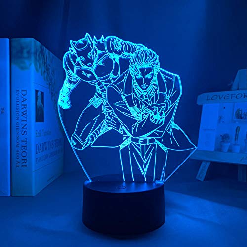Anime Jojo Bizarre Abenteuerlampe Schlafzimmer Dekor Licht Manga Figur LED Nachtlicht 3D Illusion Licht Jotaro Kujo Geburtstagsgeschenk-16 Farbe mit Fernbedienung_Tt6. von Lbvrgg