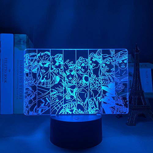 Anime Jojo Bizarre Abenteuerlampe Schlafzimmer Dekor Licht Manga Figur LED Nachtlicht 3D Illusion Licht Jotaro Kujo Geburtstagsgeschenk-7 Farben Keine Fernbedienung_Tt4. von Lbvrgg