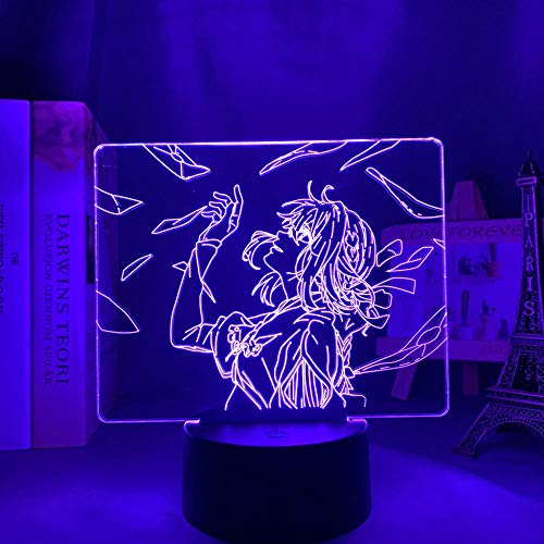 Anime LED-Licht für Schlafzimmer Dekoration Nachtlicht Geburtstag 3D Schreibtischlampe Illusion Licht für Kinderzimmer Manga violett Evergarden-7 Farben Keine Fernbedienung von Lbvrgg