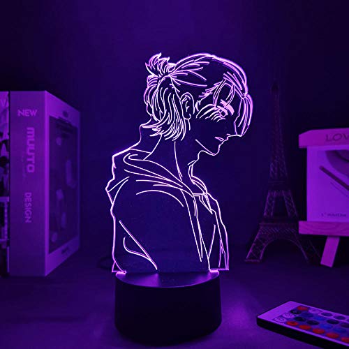 Anime LED Nachtlicht Bunte 3D Illusion Lampe Angriff auf Titan Eren Yeager Nachtlampe Raumdekor Tischlampe Kind Geburtstagsgeschenk-16 Farbe mit Fernbedienung von Lbvrgg