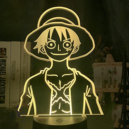 Anime One Piece 3D Nachtlicht LED Luffy RGB Bunte Lampe angetrieben von USB mit Batterie Schlafzimmer Dekoration Kind Geburtstagsgeschenk-16 Farbe mit Fernbedienung von Lbvrgg