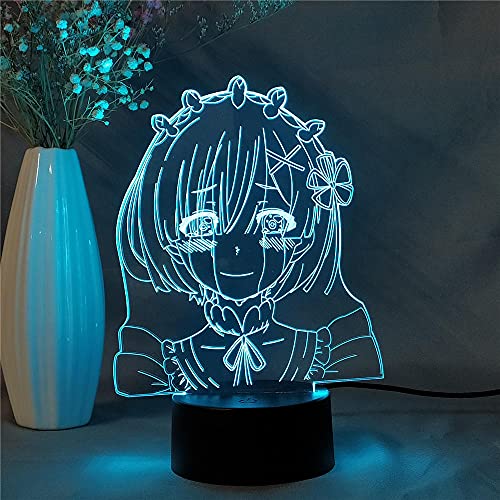 Anime Re: Null REM Abbildung RGB Bunte 3D Nachtlicht Schlafzimmer Raumdekor Tischlampe Manga LED Illusionslampe Kinder Geburtstagsgeschenk-RZ04._16 Farbe mit Fernbedienung von Lbvrgg