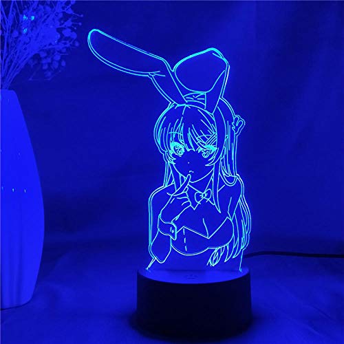 Anime Sakurajima Mai LED Illusion Licht Schlafzimmer Dekor Licht Kaninchen Mädchen LED Lampe RGB Bunte Nachtlicht Weihnachten Geburtstagsgeschenk-7 Farbe keine Fernbedienung von Lbvrgg