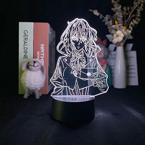 Anime Violet 1 Evergarden 1 LED Illusion Licht Remote Touch Buntes 3D Nachtlicht Kinderzimmer Dekor Umgebungslicht Geburtstagsgeschenk-16 Farben mit Fernbedienung von Lbvrgg