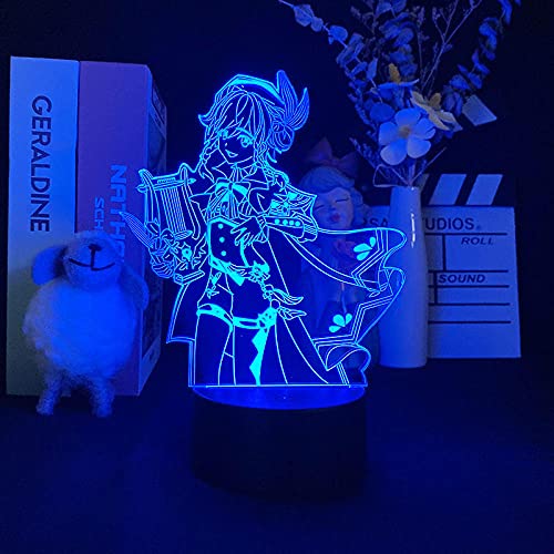Genshin Wirkung Venti - LED Nachtlicht Bunte RGB 3D Illusionslampe Dekorative Raum Atmosphäre Kind Weihnachten Geburtstagsgeschenk-7 Farbe keine Fernbedienung von Lbvrgg