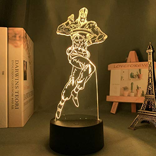 Jojo - Bizarre Adventure Theme 3D Illusion Licht Schlafzimmer Decor Manga Figur Nachtlicht Jean Pierre Polnareff Geburtstagsgeschenk-7 Farben Keine Fernbedienung von Lbvrgg