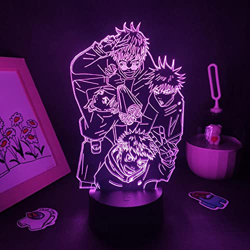 Kaisen Yuji itadori Gojo Satoru Team Anime Figuren 3D LED-Lampen RGB Neon Nachtlichter Schlafzimmer Tisch Dekor Coole Illusion Licht-7 Farbe keine Fernbedienung von Lbvrgg