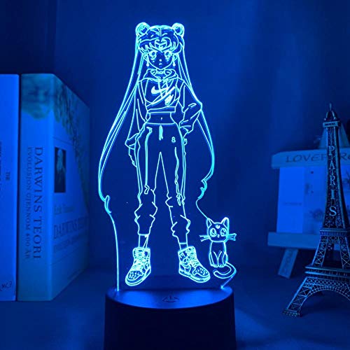 LED-Illusionslampe Sailor Moon RGB Bunte 3D Nachtlicht Dekorative Innenraum Atmosphäre Licht Kind Weihnachten Geburtstagsgeschenk-7 Farben Keine Fernbedienung von Lbvrgg