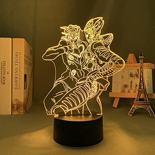 Lbvrgg 3D Nachtlicht Anime Bizarre Abenteuer für Schlafzimmer Dekoration Licht Geburtstagsgeschenk für ihn Jojo Led Illusion Light Manga-7 Farben Keine Fernbedienung von Lbvrgg
