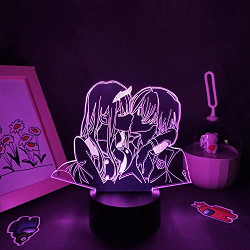 Liebling in den Franxx-Action-Figuren Zero zwei 02 Hiro RGB 3D LED-Lampe Nachtlichter Schlafzimmer Dekorative Tischlampe Geburtstagsgeschenk-16 Farbe mit Fernbedienung von Lbvrgg