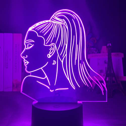 Lbvrgg Sänger Ariana Grande 3D Nachtlicht Schlafzimmer Dekor Umgebungslicht Led Touch Remote RGB Bunte Schreibtischlampe Geburtstagsgeschenk,16 Farben mit Fernbedienung von Lbvrgg