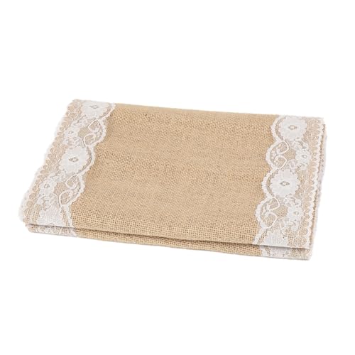 Lbvzxkad 4 Stück Spitzen-Tischläufer, Retro-Spitzen-Sackleinen-Tischläufer für Ländliche Hochzeit, Party, Esstisch-Abdeckung, Dekoration, Einfache Installation, C von Lbvzxkad
