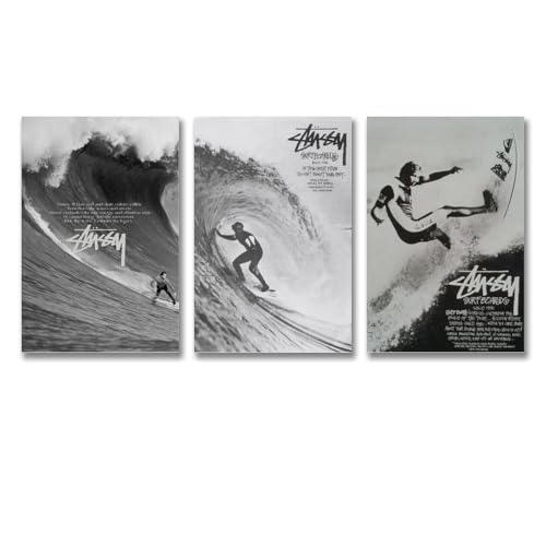 Lcaltcp Ein Set von 3 Wandkunst, Stussy Leinwandposter, Poster, Wandkunst, Leinwandposter, Raumdekor-Poster, 30 x 45 cm, 3 Stück Stil Lcaltcp Ein Set von 3 Wandkunst, Stussy Leinwandposter, Poster, Wandkunst, Leinwandposter, Raumdekor-Poster, 30 x 45 cm, 3 Stück Stil von Lcaltcp