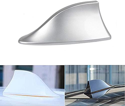 LccYanAi Für Nissan Juke Primera P12 P11 GTR Klanata Haifischflossen-Antennenabdeckung im Karbonfaser-Stil,Ersatz.wasserdicht,staubdicht,dekoratives.,E/Silver von LccYanAi