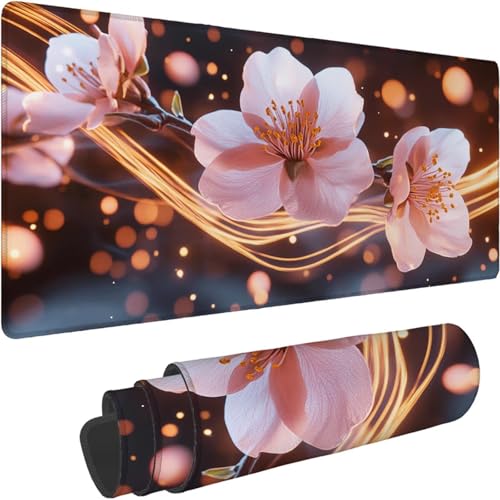 Gaming Mauspad 1200 x 600 x 3mm Mauspad XXL Wasserdicht Abriebfest mit Vernähten Kanten Traum Schreibtischunterlage Verbessert Geschwindigkeit und Präzision für Laptop Computer, Blume Muster xn-622 von Lchtooog